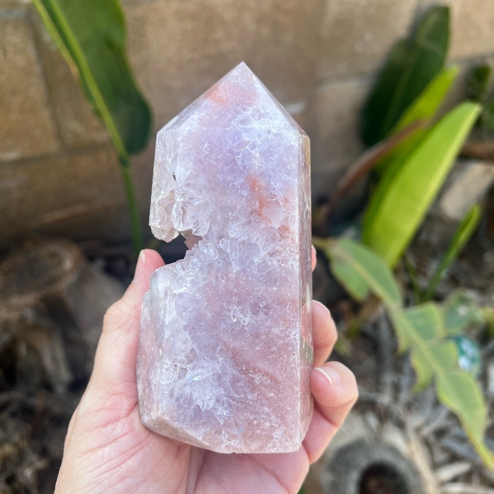 Brazilian Pink Amethyst Purple Flower Agate Tower - Picture 4 of 13